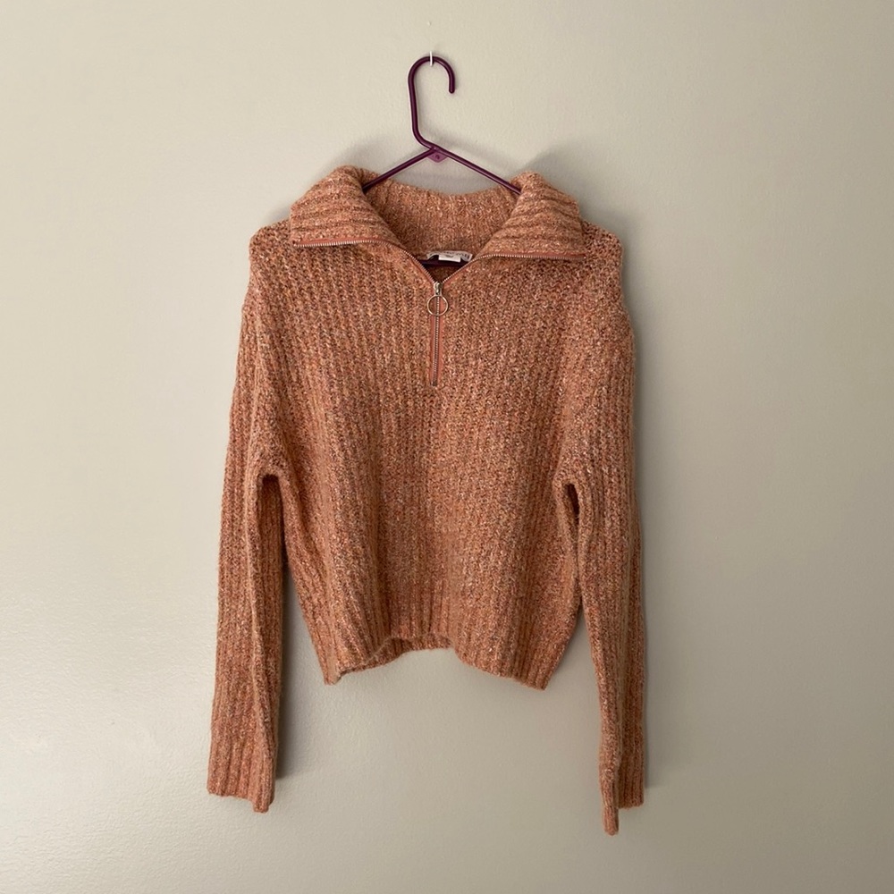 Sincerely Jules, coral, quarter zip sweater, size medium